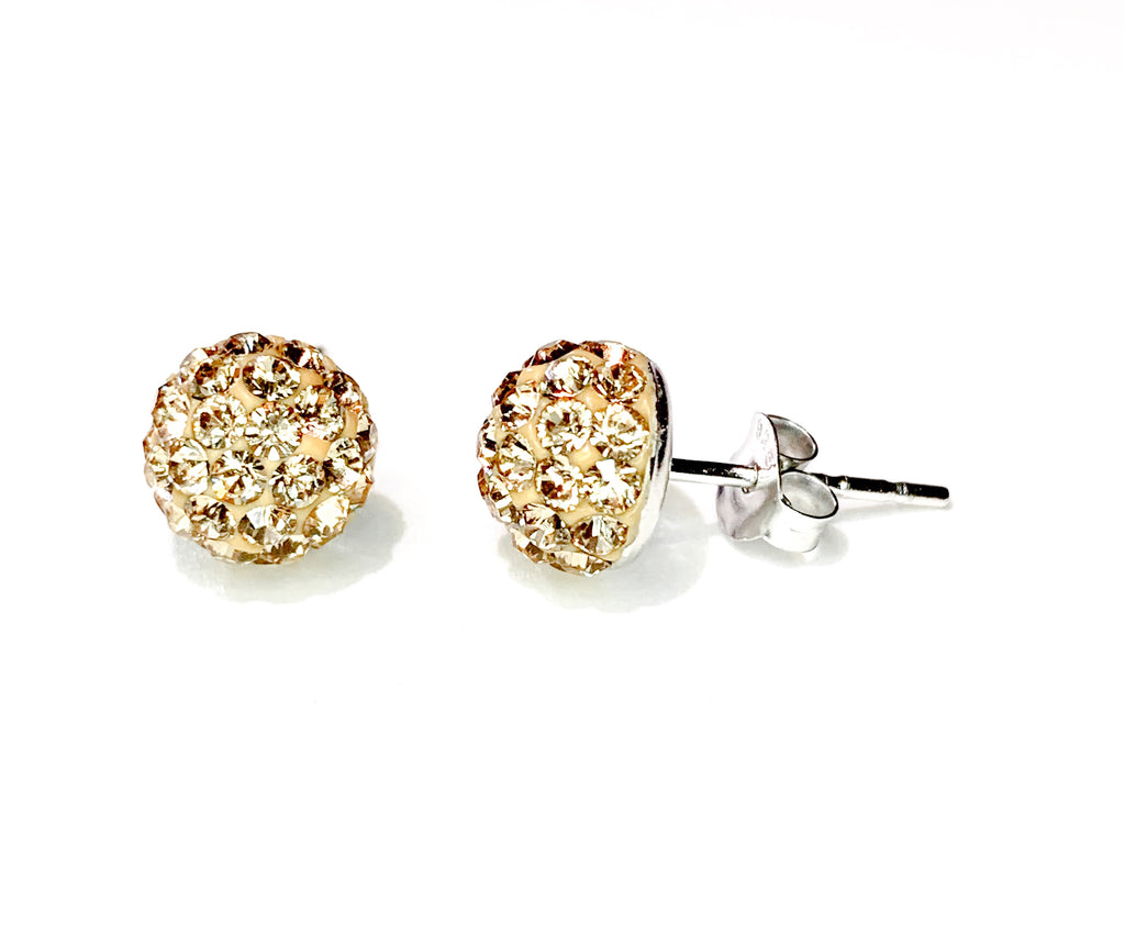 CB4018 l HD Crystal Ball Stud Earrings - Lt. Golden Topaz