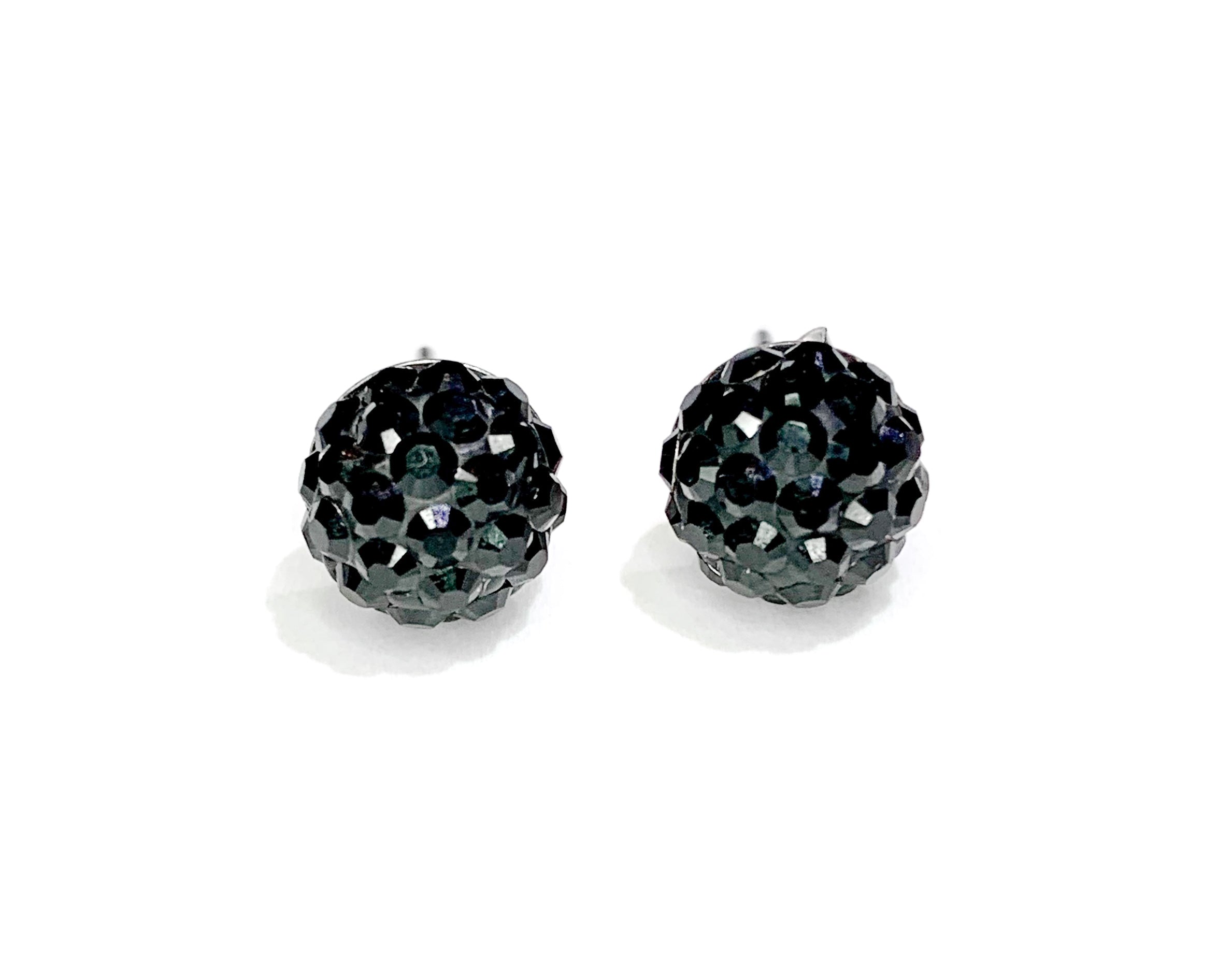 ピアス [BLACKMUSE] Embossed ball Earrings Double Sphere Earrings | Silver-Finish Crystal Sphere