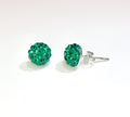 CB4009 l HD Crystal Ball Stud Earrings - Emerald Green (May)