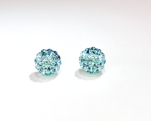 CB4015 l HD Crystal Ball Stud Earrings - Aqua Blue (March)