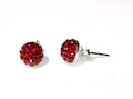 CB4005 l HD Crystal Ball Stud Earrings - Siam Red (January)