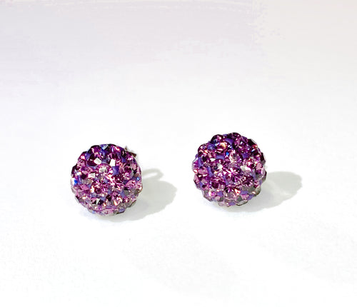 CB4002 l HD Crystal Ball Stud Earrings - Purple Amethyst (February)